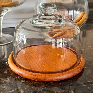 Vintage domed cheese plate,  Dolphin brand, 7” diameter